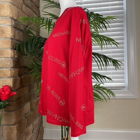 MICHAL KORS ~ Cotton Embellished-Logo Top ~ Crimson ~ NWT! - Picture 4 of 9